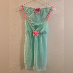 Women’s Mint and Pink Flora Lingerie Set, Size S